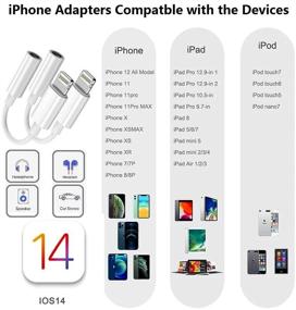 img 1 attached to 🎧 [Apple MFi Certified] 3.5mm Headphones Adapter for iPhone, 2 Pack Lightning to 3.5mm Earphones/Headphones Jack Aux Audio Adapter Dongle for iPhone 12 11 XS XR X 8 7 iPad, Compatible with iOS 14 and More