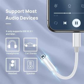 img 2 attached to 🎧 [Apple MFi Certified] 3.5mm Headphones Adapter for iPhone, 2 Pack Lightning to 3.5mm Earphones/Headphones Jack Aux Audio Adapter Dongle for iPhone 12 11 XS XR X 8 7 iPad, Compatible with iOS 14 and More