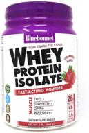 🍓 bluebonnet nutrition grass fed whey protein isolate powder - 26g protein, no added sugar, non-gmo, gluten free, soy free, kosher dairy - 1 lb, 14 servings (strawberry flavor) logo