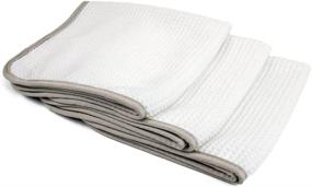 img 4 attached to 🪞 No Streak Freak - 3 Pack of Microfiber Window and Mirror Waffle Towels (16"x16") in White for Spotless Results
