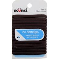 💇 scunci no-damage comfortable black hair ties - flat design, secure all-day hold - 14 pcs per pack (3 packs) logo