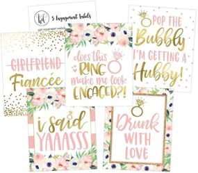 img 3 attached to Set of 5 Engagement Party Wine Label Stickers, Adorable Pink and Gold Newly Engaged Décor Kit for Couples, 🍷 Men, and Women, I'm Just Engaged - Does This Ring Make Me Look Funny Wedding Ideas for Him, Her, or Fiancé