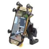 motorcycle rearview mirror phone holder - x-type mount for 3.5-6.1 inch mobile cradles, suitable for smartphones & gps devices logo