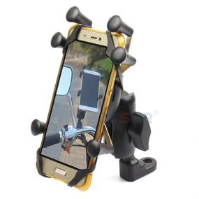 img 4 attached to Motorcycle Rearview Mirror Phone Holder - X-Type Mount for 3.5-6.1 Inch Mobile Cradles, Suitable for Smartphones & GPS Devices