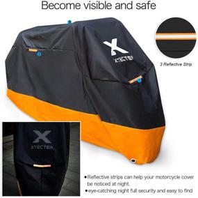 img 2 attached to Motorcycle Cover – Waterproof Outdoor Protection for Tour Bikes, Choppers, and Cruisers up to 108 Inches – All Season Shield Against Dust, Debris, Rain, and Weather (XXL, Black & Orange)