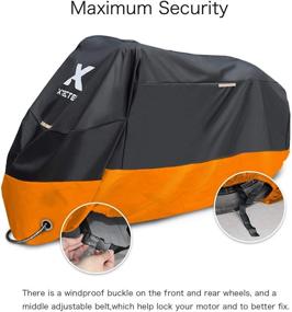 img 1 attached to Motorcycle Cover – Waterproof Outdoor Protection for Tour Bikes, Choppers, and Cruisers up to 108 Inches – All Season Shield Against Dust, Debris, Rain, and Weather (XXL, Black & Orange)