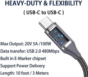 img 2 attached to 💻 15FT USB-C to USB-C Cable, 100W/5A, Type-C Fast Charging, PD Charger Cord for MacBook Air 13”, iMac, iPad Pro/Air, Samsung Galaxy Note 20/10, S21/S20, OnePlus 9/8T, Google Pixel 5/4a XL, Sony PS5, Xbox, Surface