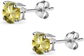 img 2 attached to 💎 Sophisticated Brilliance: Sterling Silver Citrine Round-Cut Solitaire Stud Earrings