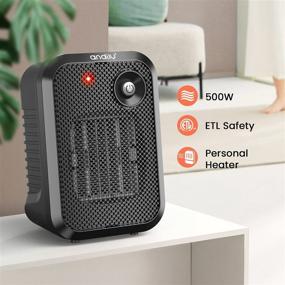 img 3 attached to Andily 500W Space Electric Small Heater for Desk Use in Home & Office with Safety Power Switch PTC - BLACK