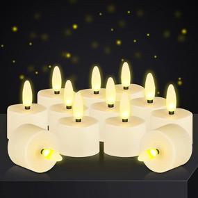 img 4 attached to Flameless LED Tea Lights: Flickering 3D Wicks Candles for Table Decor, Parties, Valentines, Halloween, Christmas - 12 PCS, Battery Operated