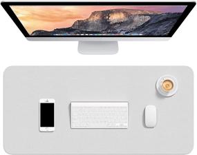 img 4 attached to 🖥️ Hsurbtra Desk Pad: XL Extended Mouse Pad & Waterproof Blotter Protector for Office/Home - Gray, 30"x14