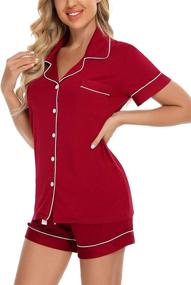 img 1 attached to 👚 Anjue Women's Pajamas Set - Short Sleeve Sleepwear with Button Down, Pockets, and Sizes S-XXL