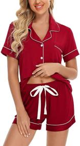 img 3 attached to 👚 Anjue Women's Pajamas Set - Short Sleeve Sleepwear with Button Down, Pockets, and Sizes S-XXL