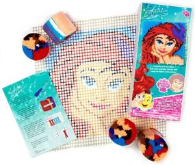 img 1 attached to Get Crafty with Dimensions Disney Princess Ariel Latch Hook Craft Kit, 12'' x 12''!