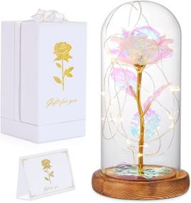 img 3 attached to 🌹 Galaxy Rose Flower with LED Light in Glass Dome - Enchanting Valentine's Day Gifts for Her!