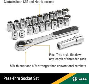 img 3 attached to 🔧 SATA 21-Piece Pass-Thru Socket Set: Perfect Metric/SAE Sizes with Professional Pass-Thru Design and Handy Black Storage Case - ST09134SJ