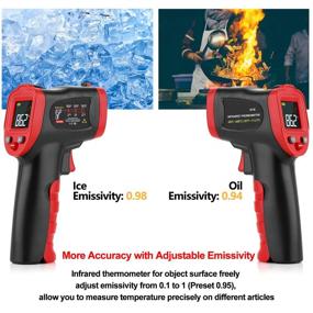 img 1 attached to Multipurpose Digital Laser Infrared Thermometer for Kitchen, BBQ, Objects, Water & Industrial Use - Handheld Temp Gun with Alarm Function, Non-Human Laser IR Technology -58℉~1112℉