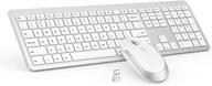 💻 full size slim wireless keyboard mouse combo with on/off switch - white & silver logo