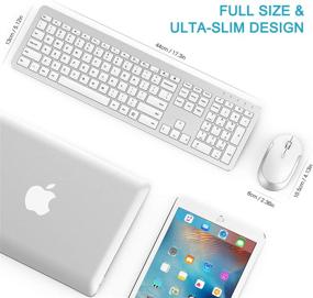 img 1 attached to 💻 Full Size Slim Wireless Keyboard Mouse Combo with On/Off Switch - White & Silver