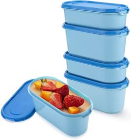 img 4 attached to 🍦 Blue Candy Colored Ice Cream Containers - 4 Packs (0.85 or 0.5 Quart/Pack) - Ideal Freezer Storage with Lids for Homemade Ice Cream, Sorbet, and Gelato