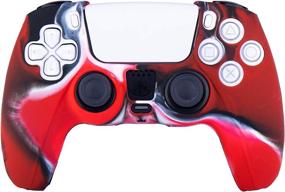 img 3 attached to YoRHa Camouflage Red Silicone Cover Skin Case for PS5 Dualsense Controller x 1 with 10 Thumb Grips