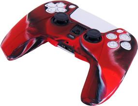 img 1 attached to YoRHa Camouflage Red Silicone Cover Skin Case for PS5 Dualsense Controller x 1 with 10 Thumb Grips