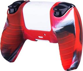 img 2 attached to YoRHa Camouflage Red Silicone Cover Skin Case for PS5 Dualsense Controller x 1 with 10 Thumb Grips