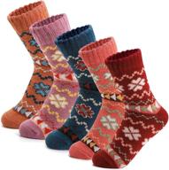 5 pairs winter women's wool socks - thick warm knit soft cozy crew christmas gift vintage casual socks for women логотип