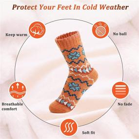 img 2 attached to 5 Pairs Winter Women's Wool Socks - Thick Warm Knit Soft Cozy Crew Christmas Gift Vintage Casual Socks for Women