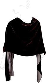 img 2 attached to 🧣 JennyJames Luxury Silk Base Velvet Stole with Silk Lining and Embroidery - 78"Lx21"W, Brown/Taupe: A Timeless Fashion Accessory