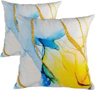 muatoo abstract yellow & blue pillow covers - set of 2, 18x18 decorative pillowcases, premium imitation linen, double-sided printing square cushion covers, throw pillowcases for sofa, couch, bed, chair, car logo