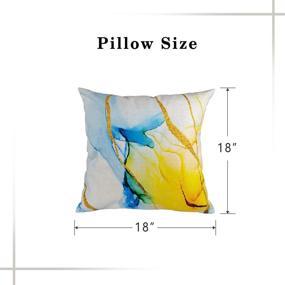 img 3 attached to MuaToo Abstract Yellow & Blue Pillow Covers - Set of 2, 18x18 Decorative Pillowcases, Premium Imitation Linen, Double-Sided Printing Square Cushion Covers, Throw Pillowcases for Sofa, Couch, Bed, Chair, Car