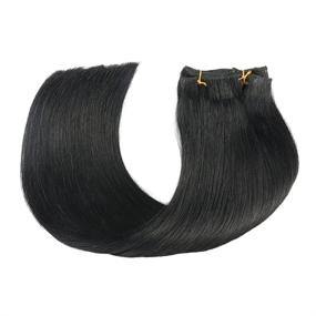 img 2 attached to 💇 Шиньон на заколках Colhair - 100% натуральные волосы человека, прямые, 7 штук 18 дюймов, 70 грамм, цвет №1 - глубокий черный.