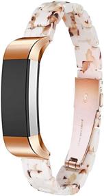 img 4 attached to 🌸 Stylish Ayeger Resin Band for Fitbit Alta/Alta HR/Ace - Rose Gold Buckle Wristband Strap in Nougat White
