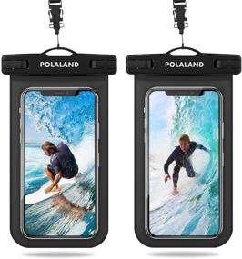 img 4 attached to Waterproof Phone Pouch by Polaland - Universal Cell Phone Dry Bag, Compatible with iPhone 12 Pro, 11, Xs Max, SE 2020, XR, X, 8 Plus, 7, 6S and More - Galaxy S20+, S10+, Note 10+ - Up to 6.9 inches - 2 Pack - Black