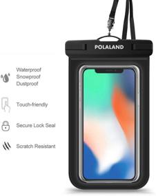 img 2 attached to Waterproof Phone Pouch by Polaland - Universal Cell Phone Dry Bag, Compatible with iPhone 12 Pro, 11, Xs Max, SE 2020, XR, X, 8 Plus, 7, 6S and More - Galaxy S20+, S10+, Note 10+ - Up to 6.9 inches - 2 Pack - Black