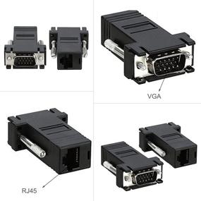 img 1 attached to 🔌 VIMVIP VGA RGB 15pin Male Extender to LAN Cat5 Cat5e RJ45 Converter Ethernet Female Adapter - Black (Pack of 2)