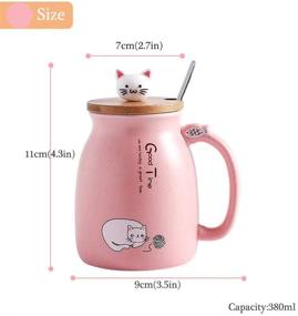 img 1 attached to Adorable Cat Mug - Ceramic Coffee Cup with Kitty Lid & Stainless Steel Spoon | Perfect for Morning Tea, Coffee, and Milk | 380ML | Great Christmas Gift Idea!