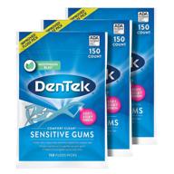 dentek comfort clean sensitive gums floss picks: soft & silky ribbon, 150 count, 3 pack – gentle oral care solution logo
