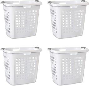 img 3 attached to 🧺 Sterilite 12258004 Ultra Easy Carry Hamper: Convenient White Hamper with Titanium Inserts - 4-Pack