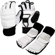 🥊 premium hand foot protectors half finger set for taekwondo sparring gloves boxing kickboxing with wrist wraps ankle support - ideal for men, women, and kids training логотип