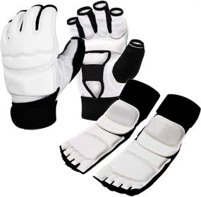 img 4 attached to 🥊 Premium Hand Foot Protectors Half Finger Set for Taekwondo Sparring Gloves Boxing Kickboxing with Wrist Wraps Ankle Support - Ideal for Men, Women, and Kids Training