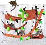seis 5pcs hamster hanging cage accessories set - leaf wood design for small animals: hammock, swing, ropeway - ideal for guinea pig, rat, birds, parrot, gerbil, sugar glider, squirrel (5 pcs) logo
