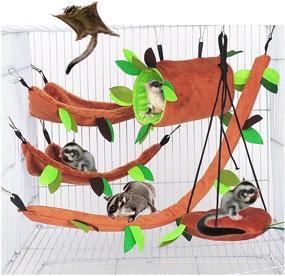 img 4 attached to SEIS 5pcs Hamster Hanging Cage Accessories Set - Leaf Wood Design for Small Animals: Hammock, Swing, Ropeway - Ideal for Guinea Pig, Rat, Birds, Parrot, Gerbil, Sugar Glider, Squirrel (5 Pcs)