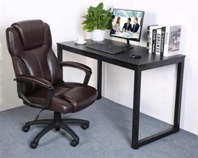 img 3 attached to 🪑 Ptoulemy Brown High Back Office Chair with Spring Cushion - PU Leather Ergonomic Computer Executive Desk Chair with 360 Swivel, Arms, and Task Function