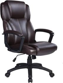 img 4 attached to 🪑 Ptoulemy Brown High Back Office Chair with Spring Cushion - PU Leather Ergonomic Computer Executive Desk Chair with 360 Swivel, Arms, and Task Function