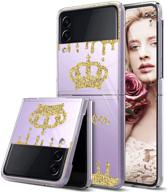 aigomara clear case for samsung galaxy z flip 3 5g case (2021) queen crown print design slim hard pc shookproof protection folding anti-drop transparent cover for galaxy z flip 3 5g logo