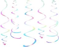 iridescent white hanging swirl decorations for ceiling - pack of 28 shimmering transparent white plastic streamers logo
