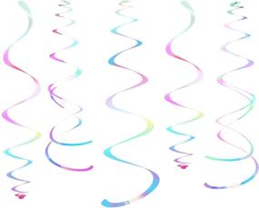 img 1 attached to Iridescent White Hanging Swirl Decorations for Ceiling - Pack of 28 Shimmering Transparent White Plastic Streamers