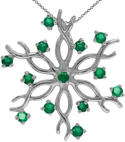 img 4 attached to Natural Emerald Sterling Snowflake Necklace Women's Jewelry